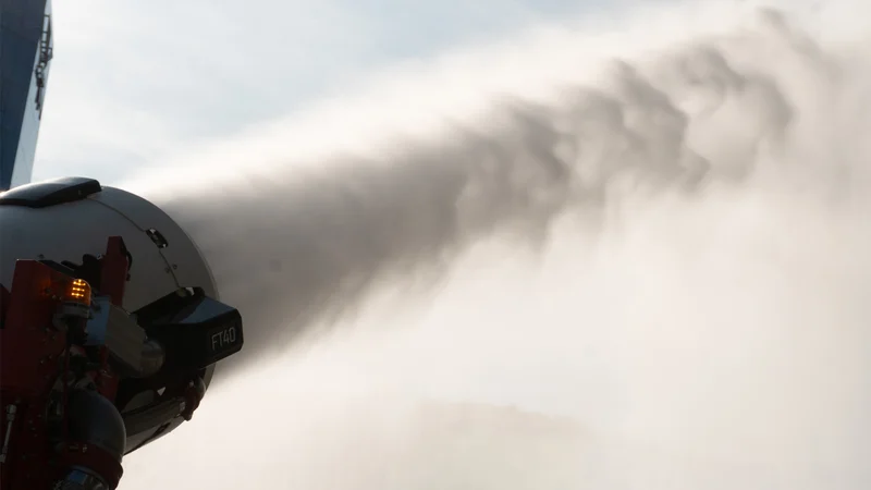 Wassernebelturbine im Einsatz mit CHROMOTION® FT40 Produktkennzeichnung