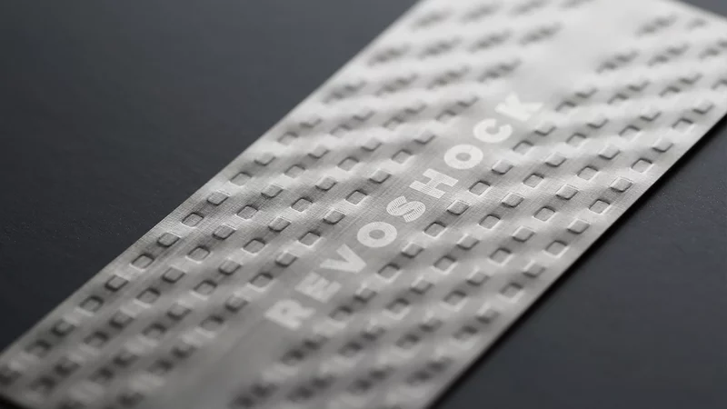 Edelstahlschild Revoshock detail