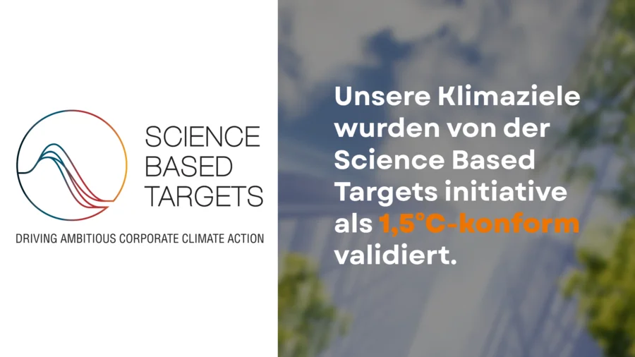 Unsere Klimaziele wurden von der Science Based Target initiative als 1,5°C-konform validiert.