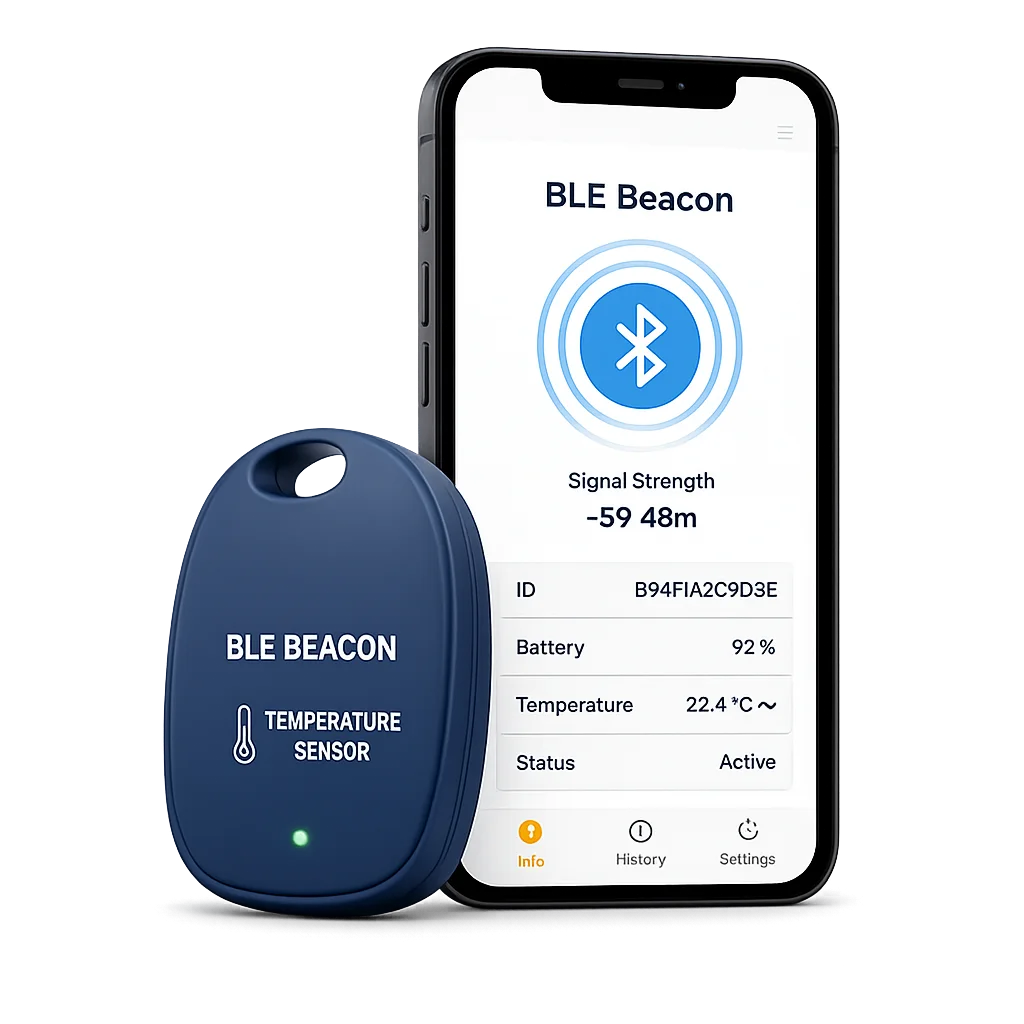 BLE Beacon Tag mit Temperatursensor: Live-Datenübertragung auf das Smartphone
